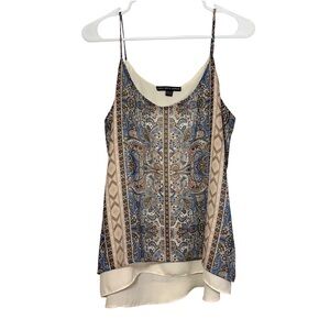 Women's Medium Sleeveless Strappy Blouse Tank Top Boho Chic Paisley Layered